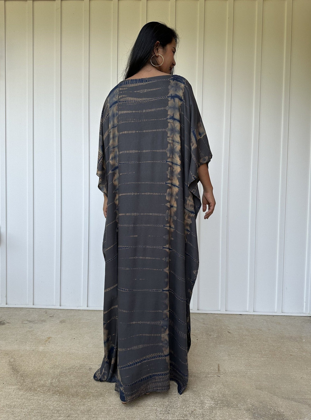 Mia Kaftan in Gray & Blue Tie Dye-AC-22-Mala Handworks