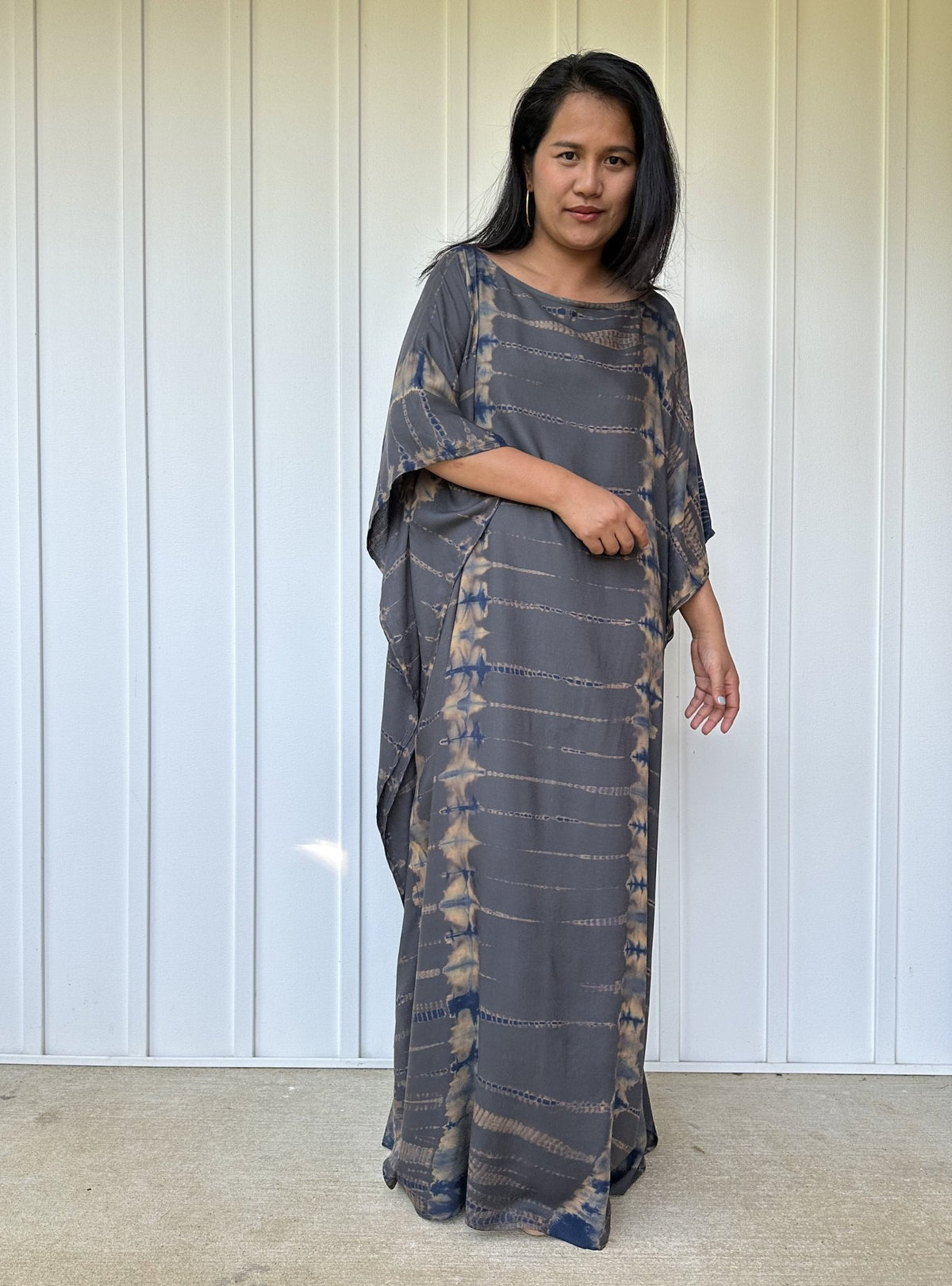Mia Kaftan in Gray & Blue Tie Dye-AC-22-Mala Handworks