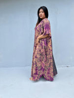 Mia Kaftan in Gray & Purple Tie Dye-AC-29-Mala Handworks