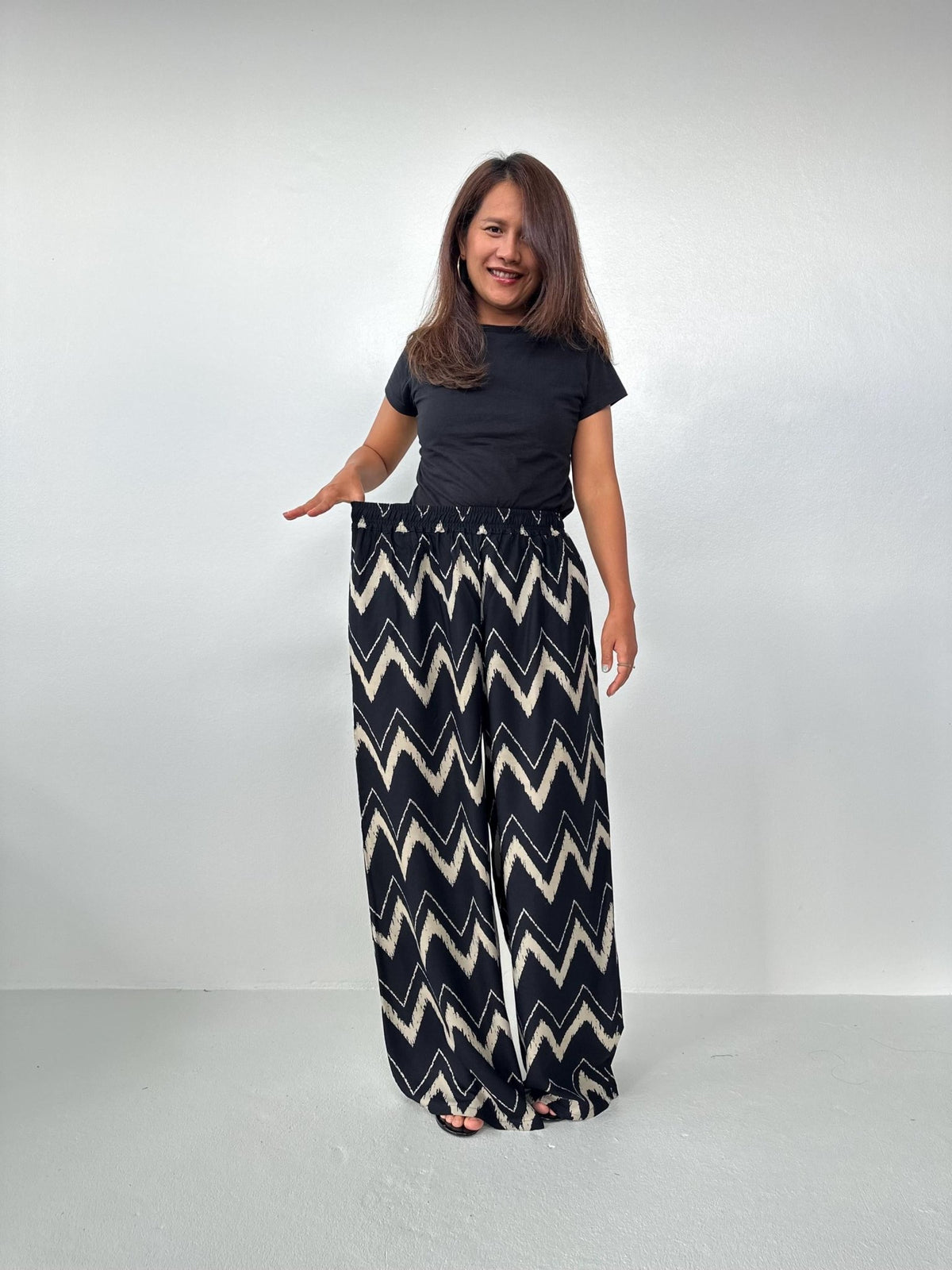 Nikola Chevron Pants in Black-VN-7-Mala Handworks