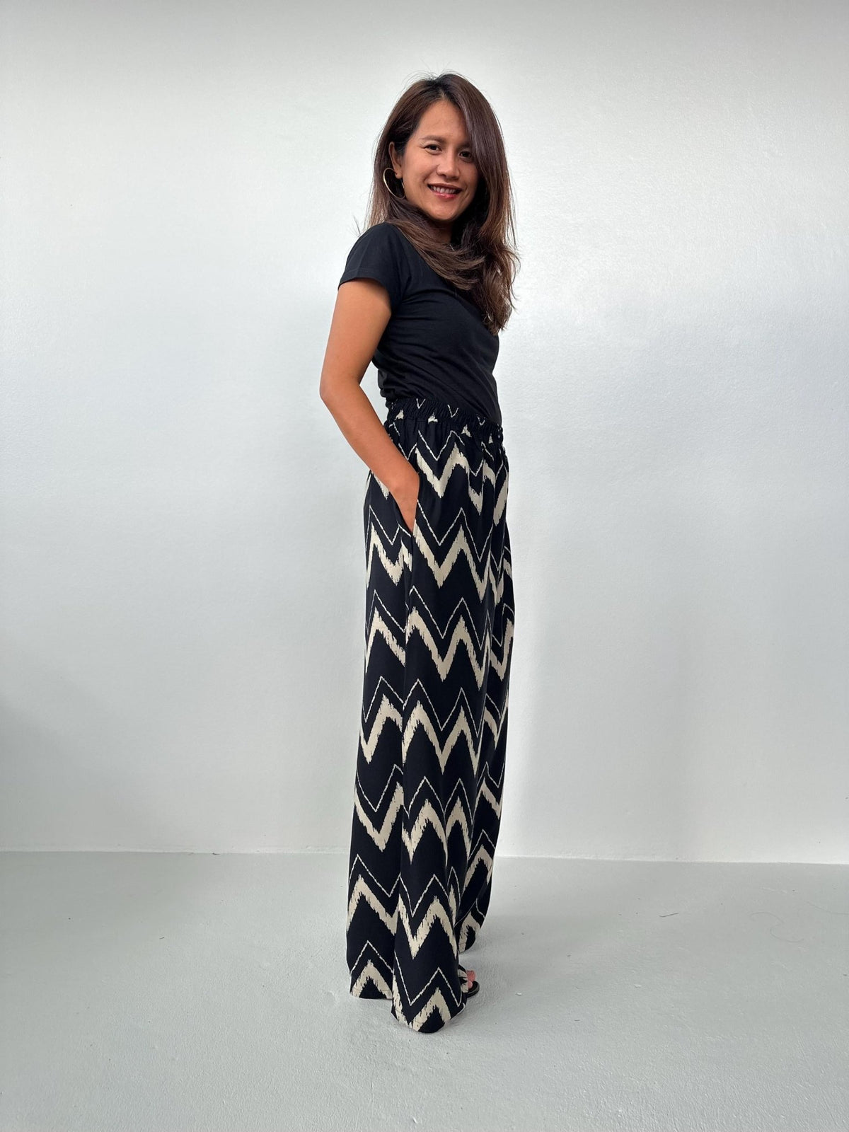 Nikola Chevron Pants in Black-VN-7-Mala Handworks