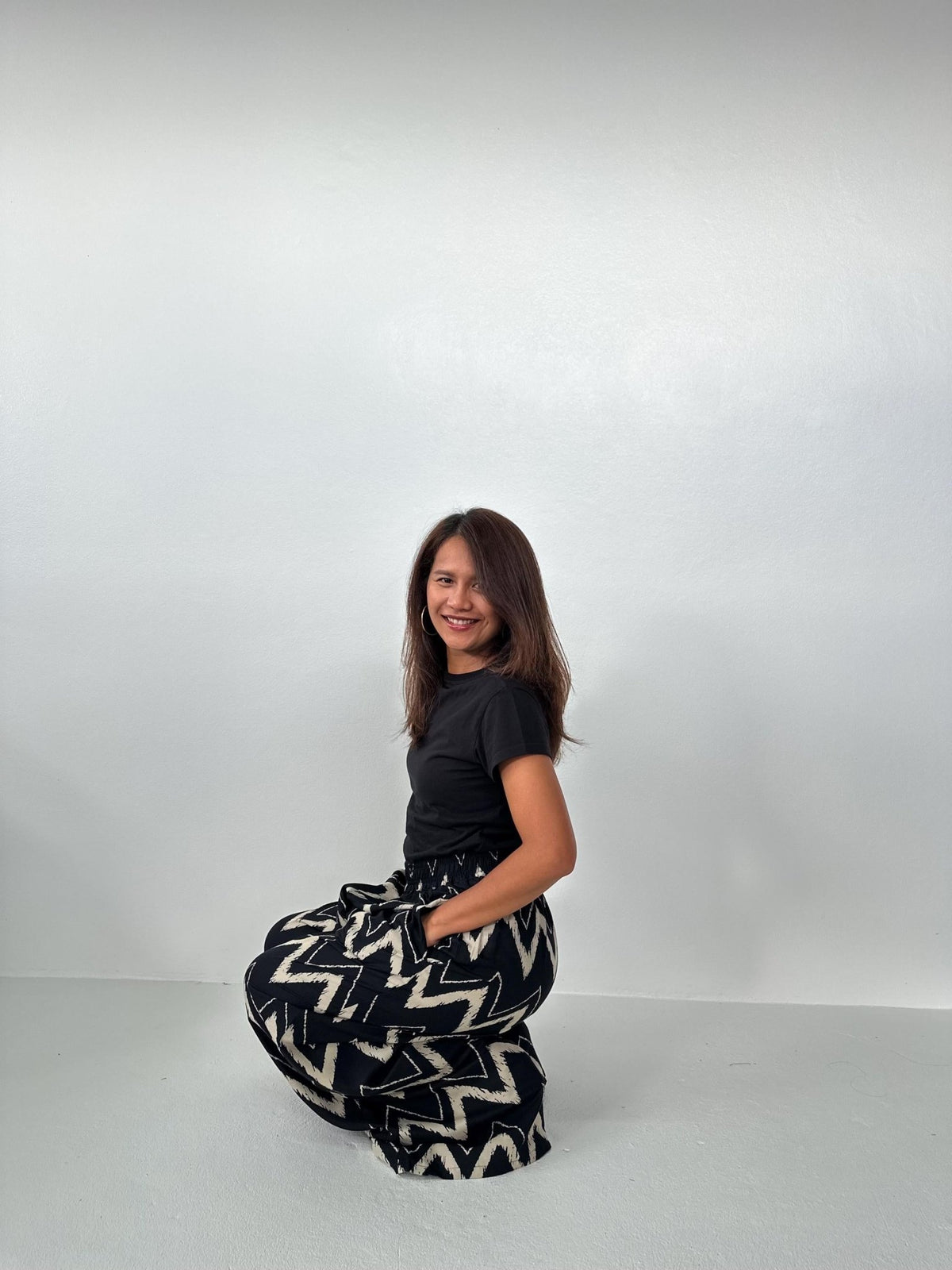 Nikola Chevron Pants in Black-VN-7-Mala Handworks