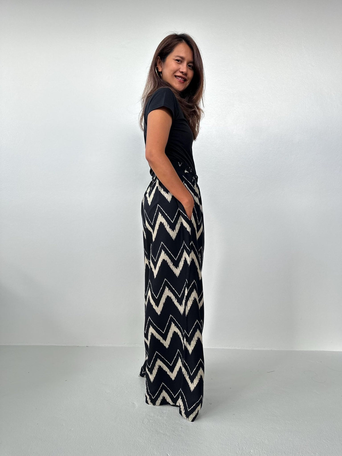 Nikola Chevron Pants in Black-VN-7-Mala Handworks