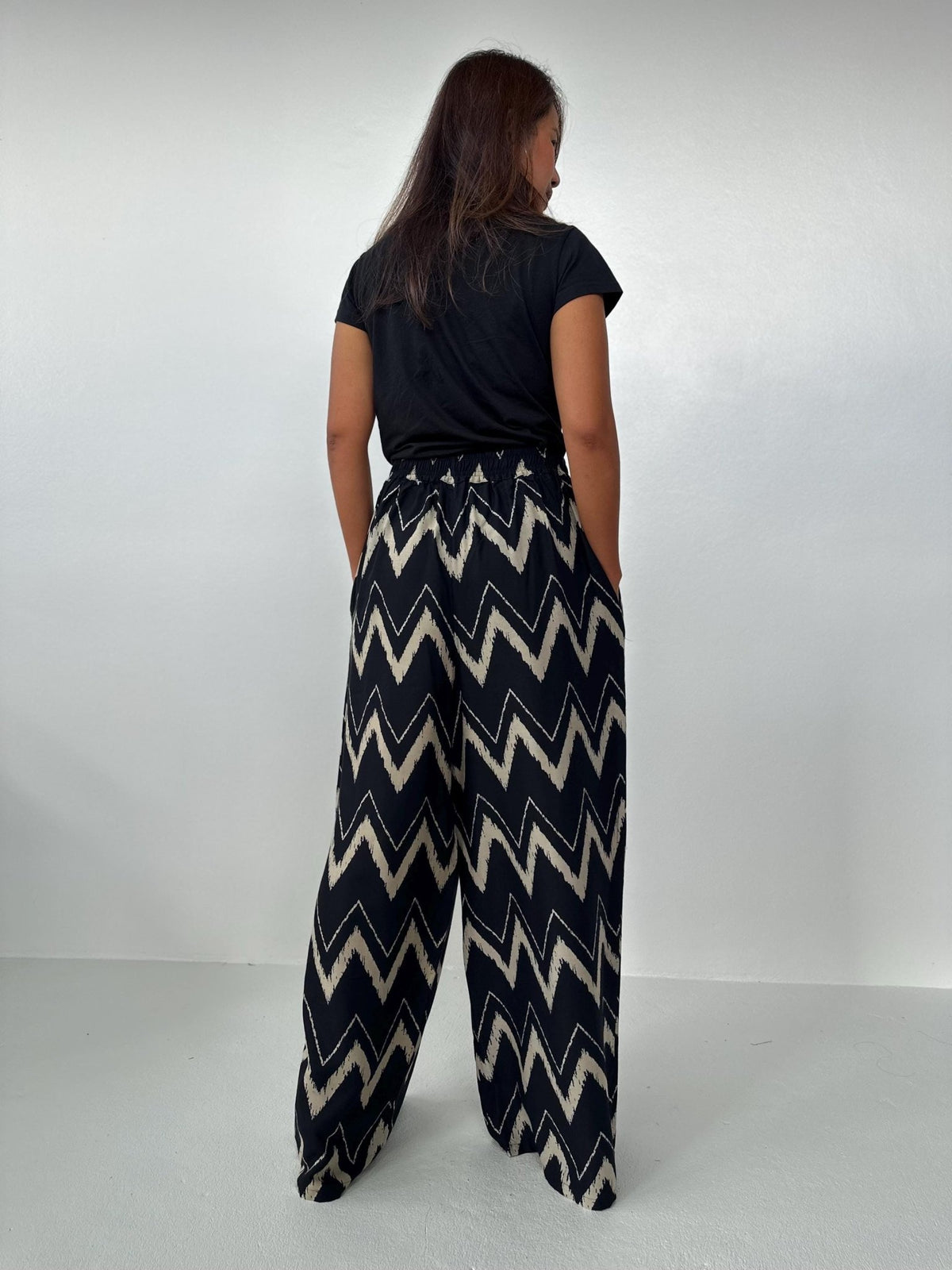 Nikola Chevron Pants in Black-VN-7-Mala Handworks