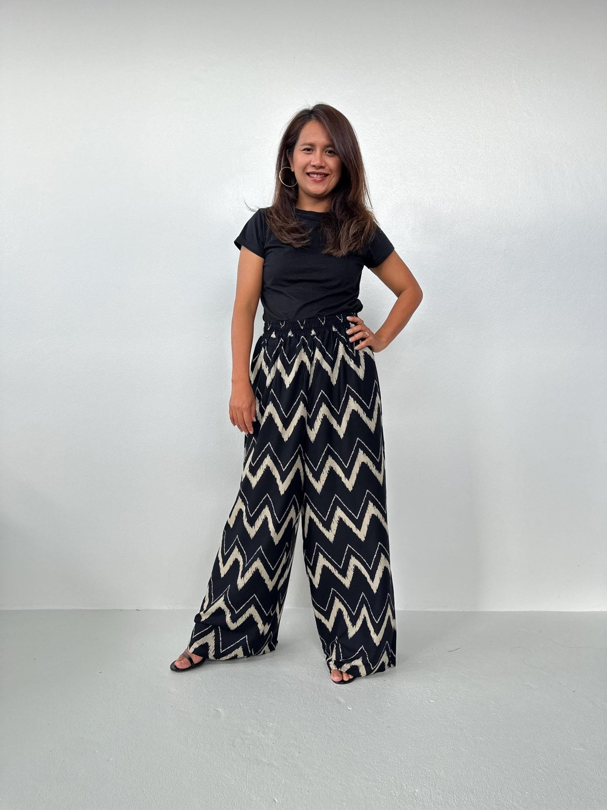 Nikola Chevron Pants in Black-VN-7-Mala Handworks