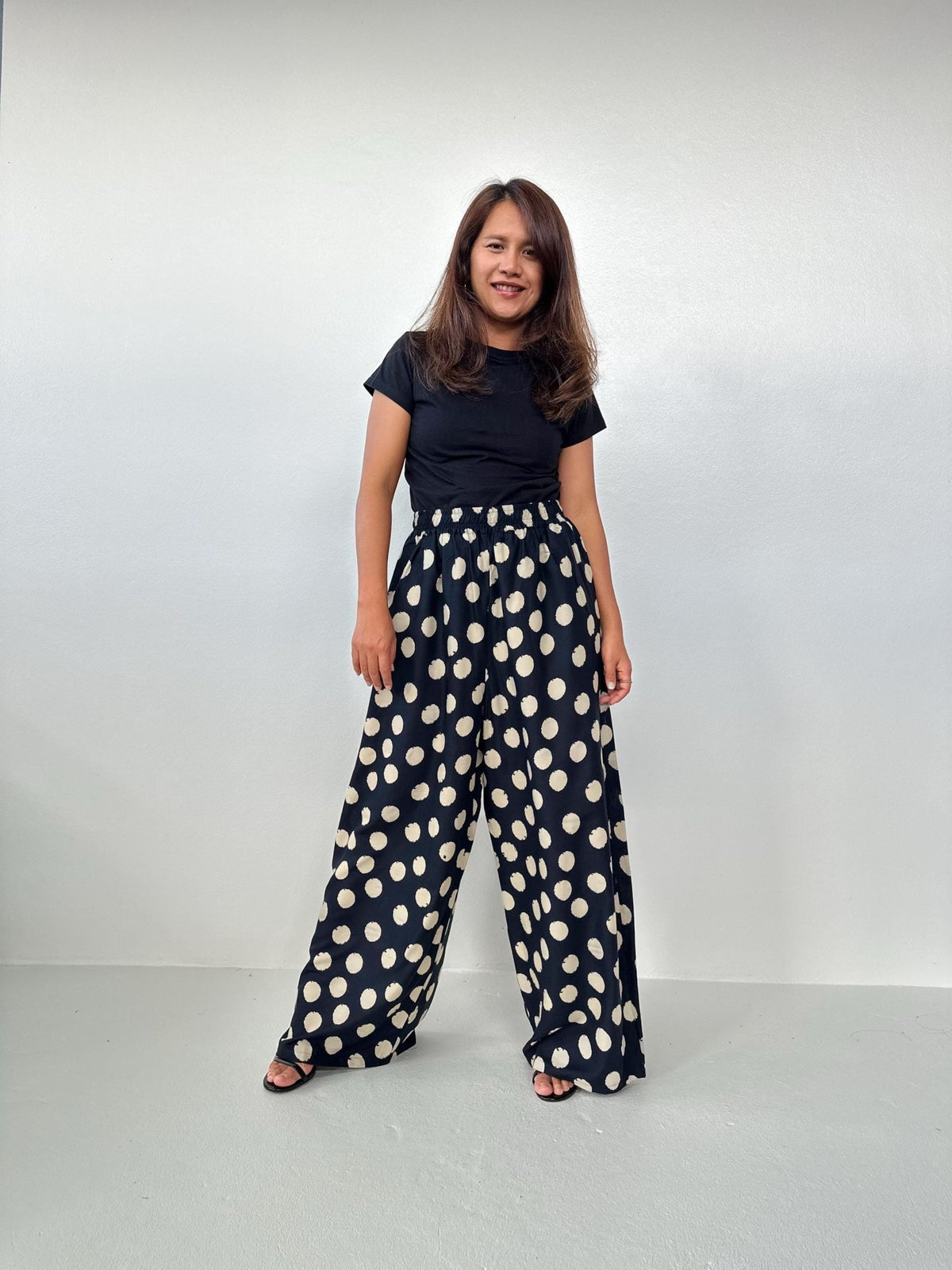 Nikola Coin Dot Pants in Black-VN-6-Mala Handworks