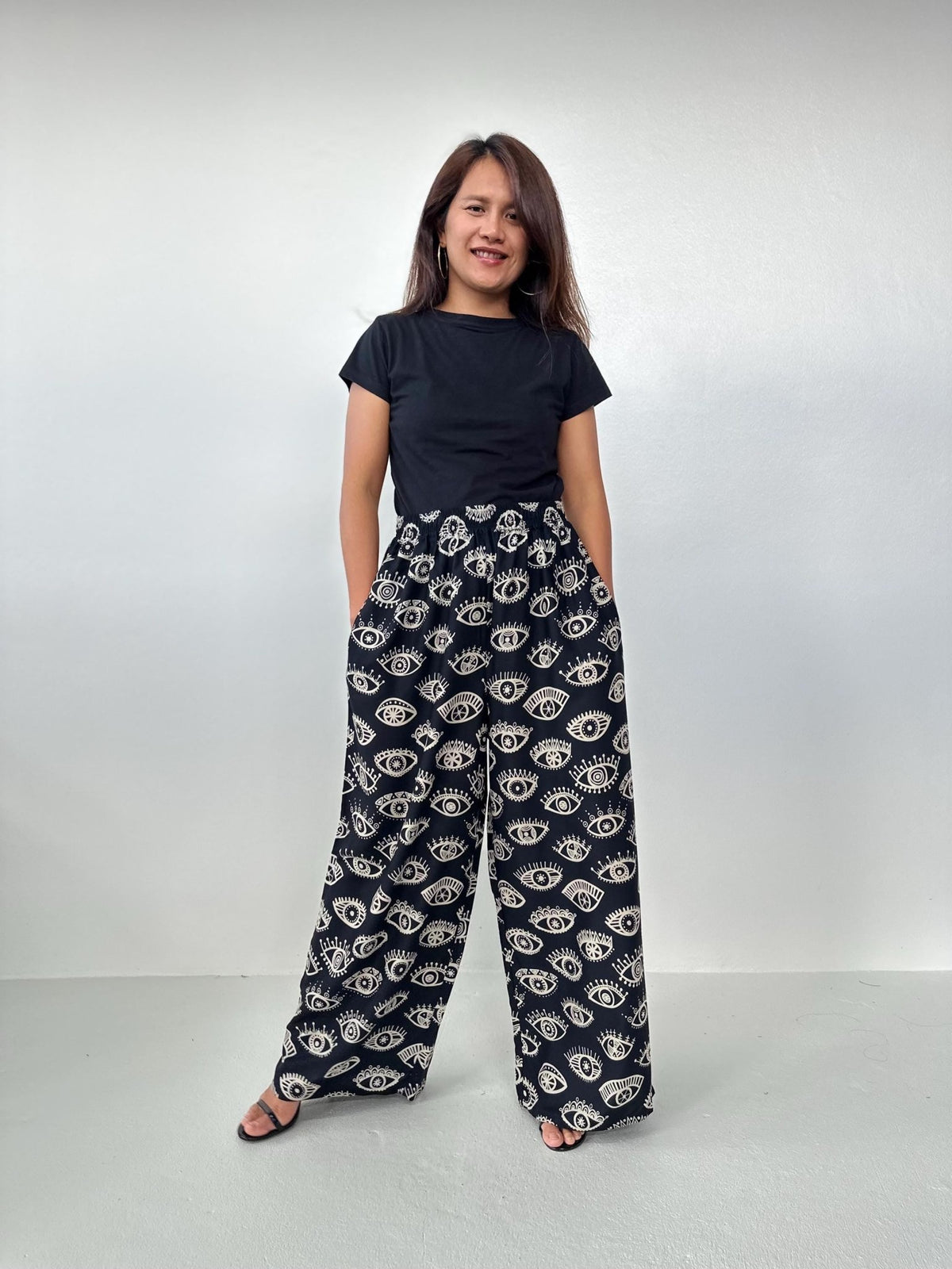 Nikola Lucky Eye Pants in Black-VN-8-Mala Handworks