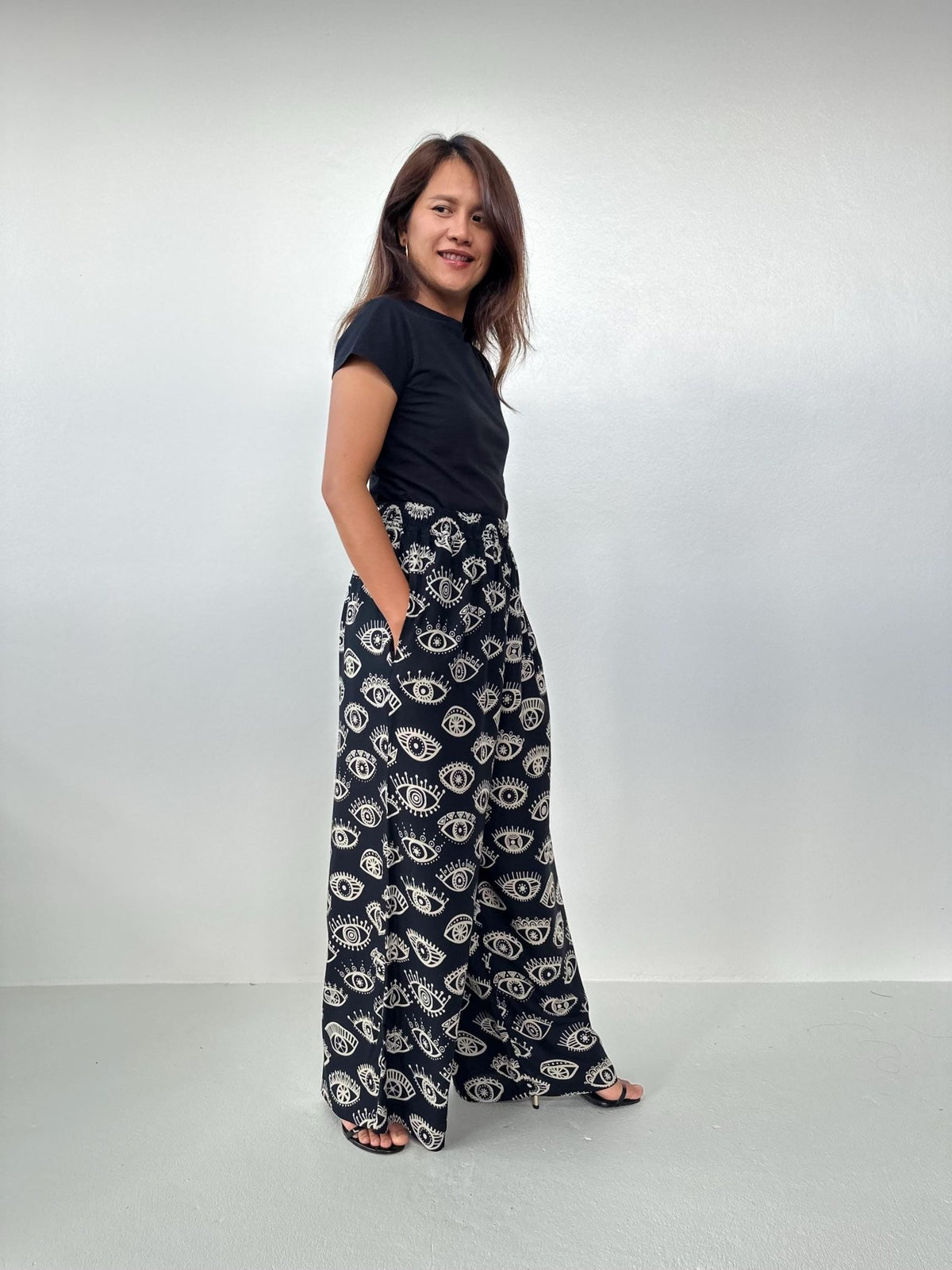 Nikola Lucky Eye Pants in Black-VN-8-Mala Handworks