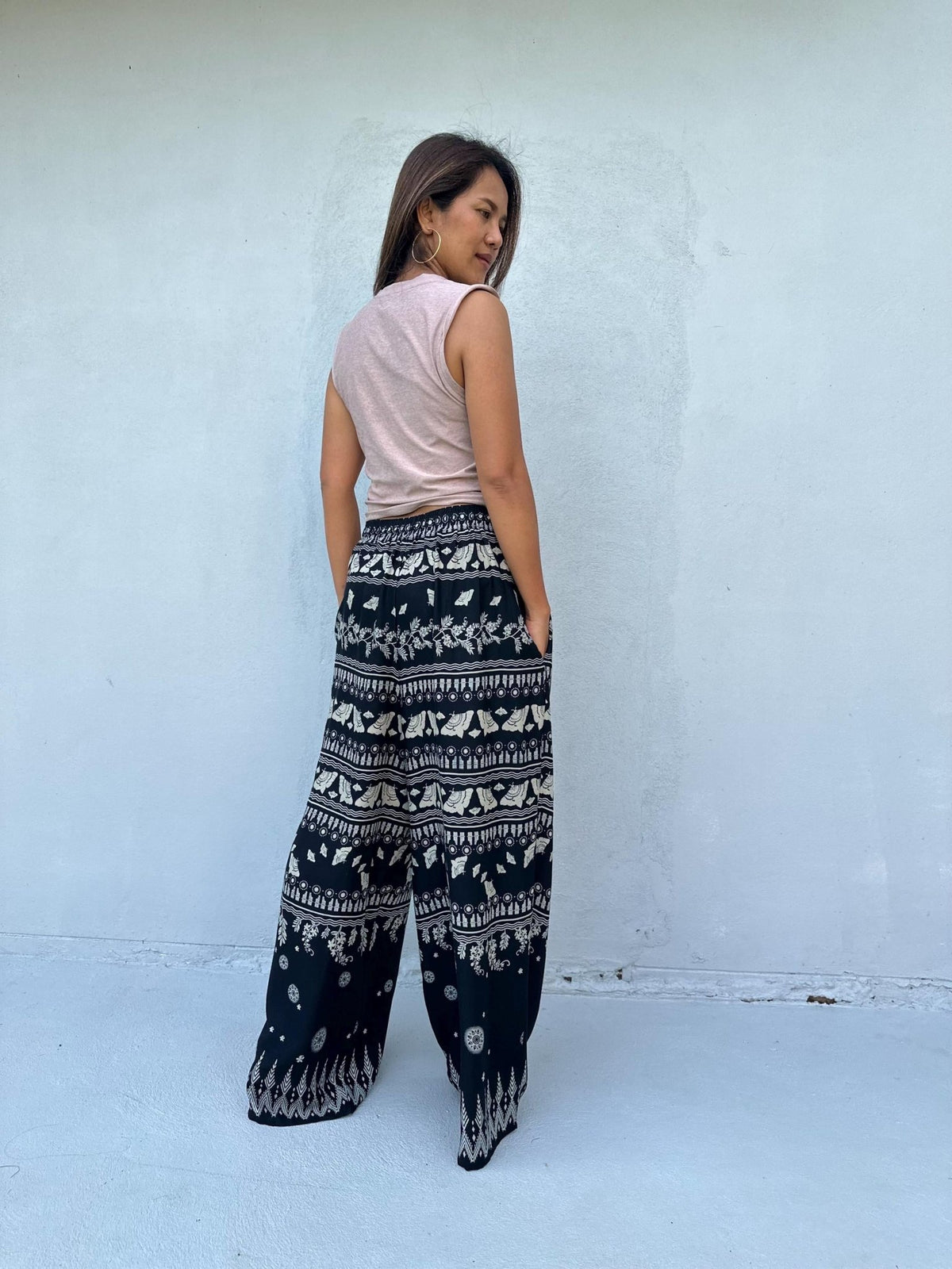 Nikola Silk Butterfly Pants in Black-VN-1-40-Mala Handworks