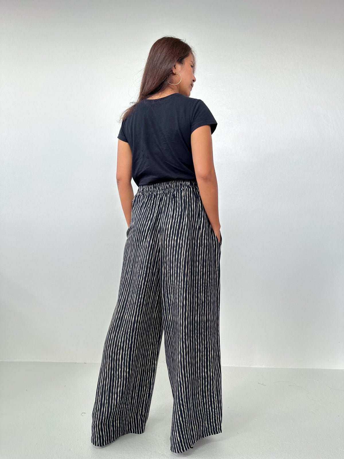 Nikola Stripe Pants in Black-VN-5-Mala Handworks