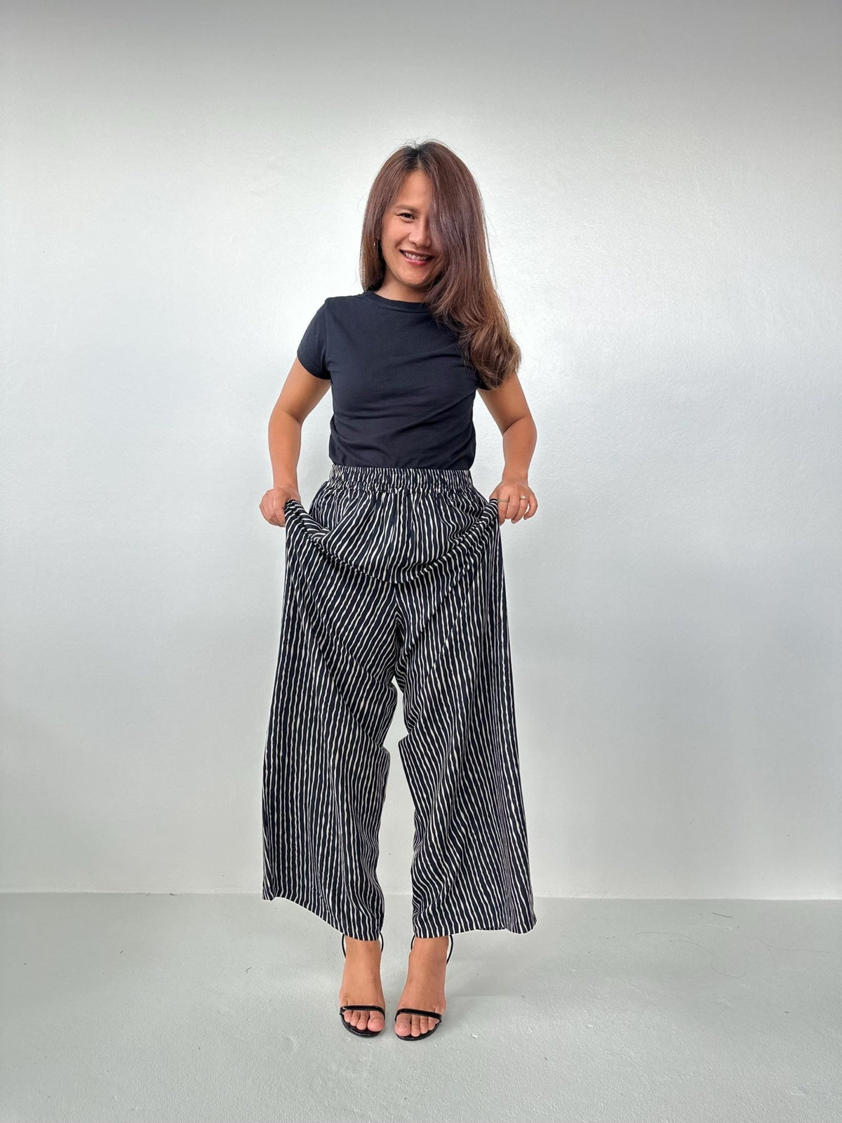 Nikola Stripe Pants in Black-VN-5-Mala Handworks