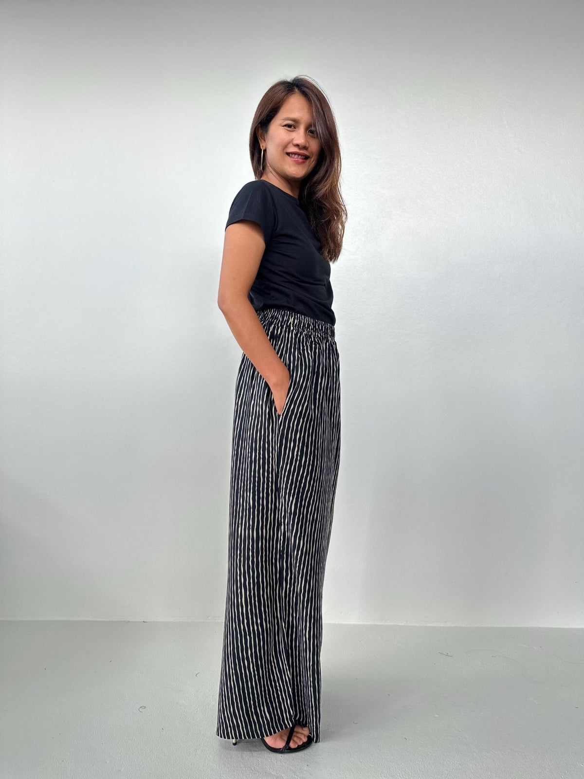 Nikola Stripe Pants in Black-VN-5-Mala Handworks