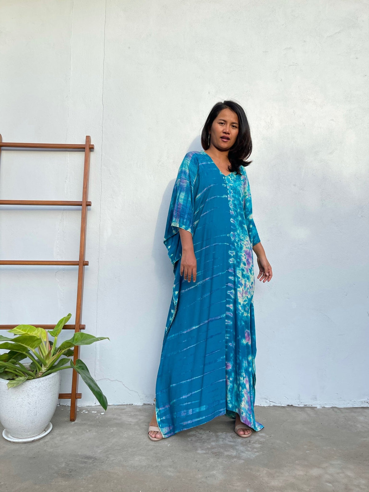 MALA handworks Nora Kaftan in Teal Blue Tie Dye N-23