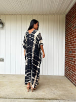 Nora Kaftan in Black and White Tie Dye - Mala Handworks