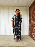 Nora Kaftan in Black and White Tie Dye - Mala Handworks