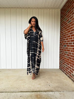 Nora Kaftan in Black and White Tie Dye - Mala Handworks