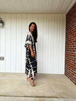 Nora Kaftan in Black and White Tie Dye - Mala Handworks