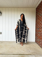 Nora Kaftan in Black and White Tie Dye - Mala Handworks