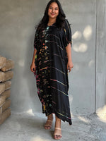 Nora Kaftan in Black Rainbow Tie Dye - Mala Handworks