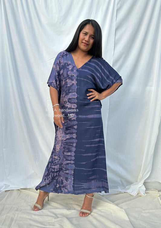 MALA handworks  Nora Kaftan in Dark Blue and Purple Tie Dye