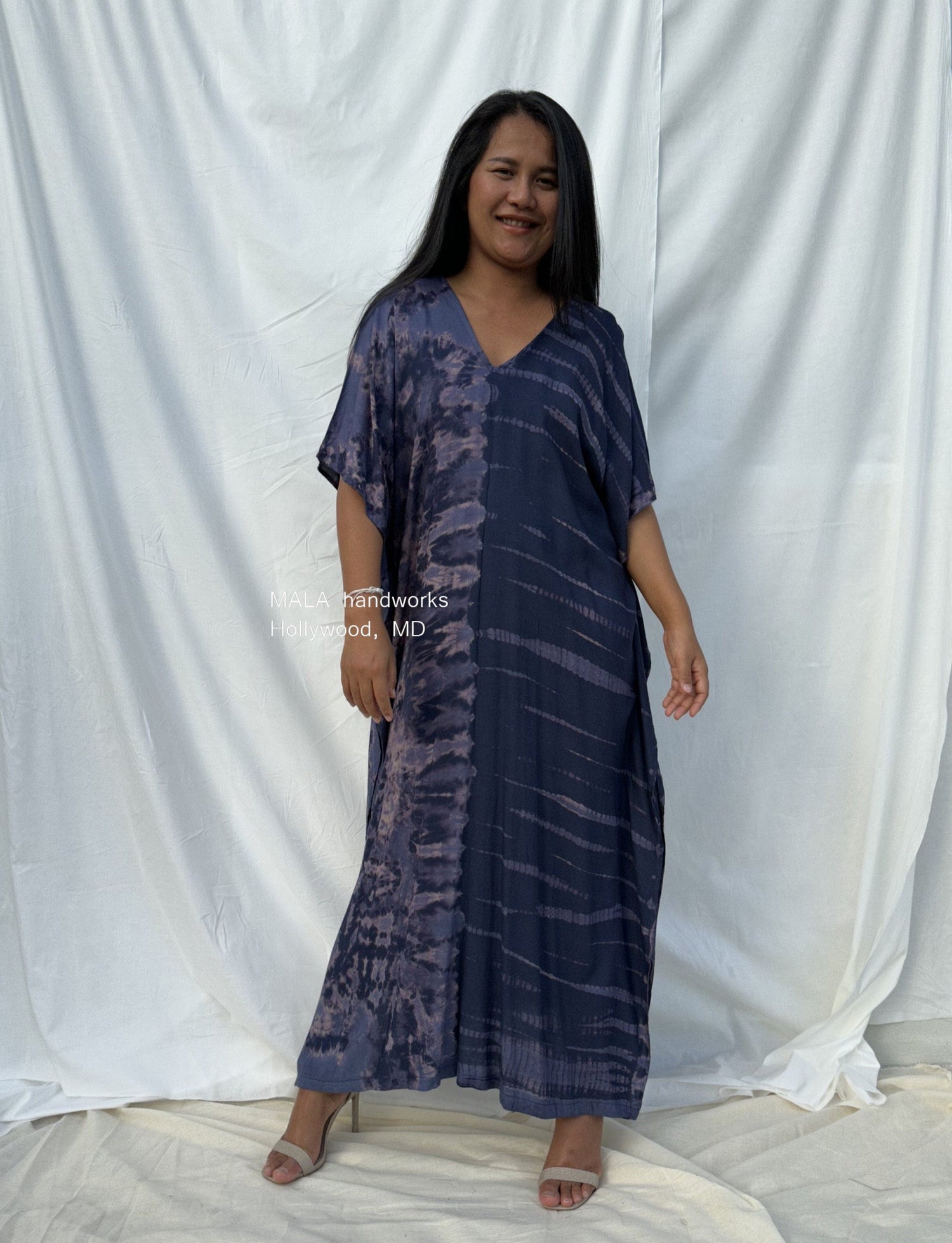 MALA handworks  Nora Kaftan in Dark Blue and Purple Tie Dye