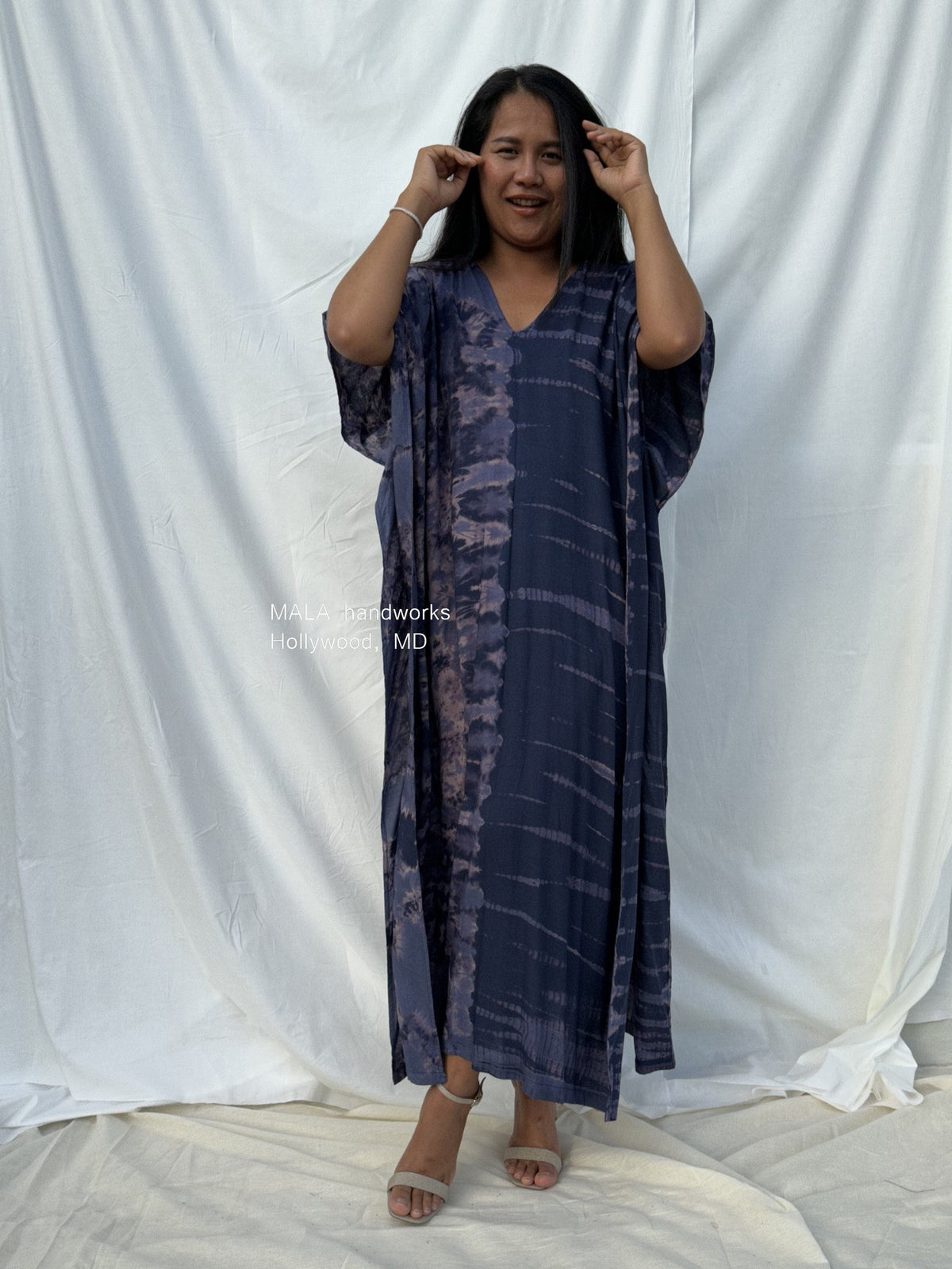 MALA handworks  Nora Kaftan in Dark Blue and Purple Tie Dye