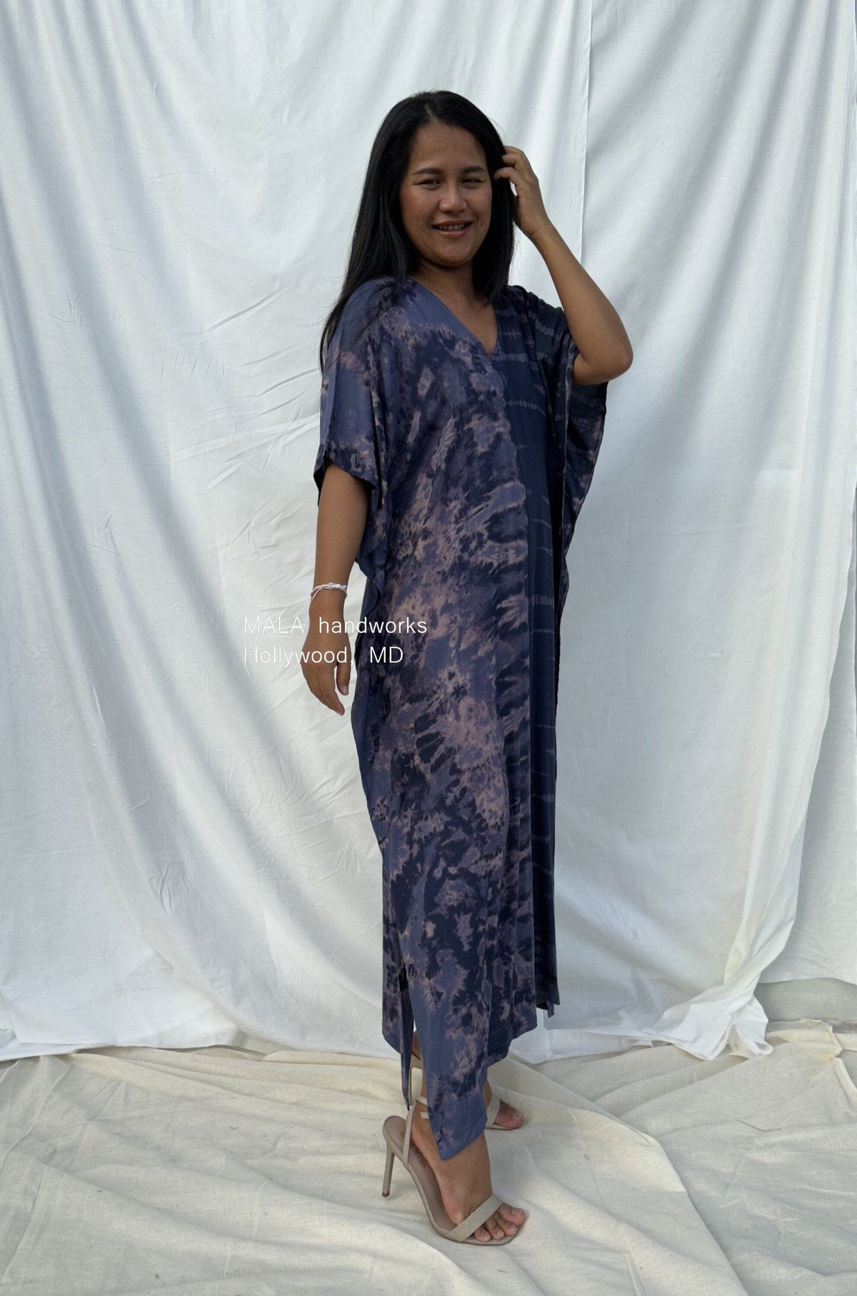 MALA handworks  Nora Kaftan in Dark Blue and Purple Tie Dye