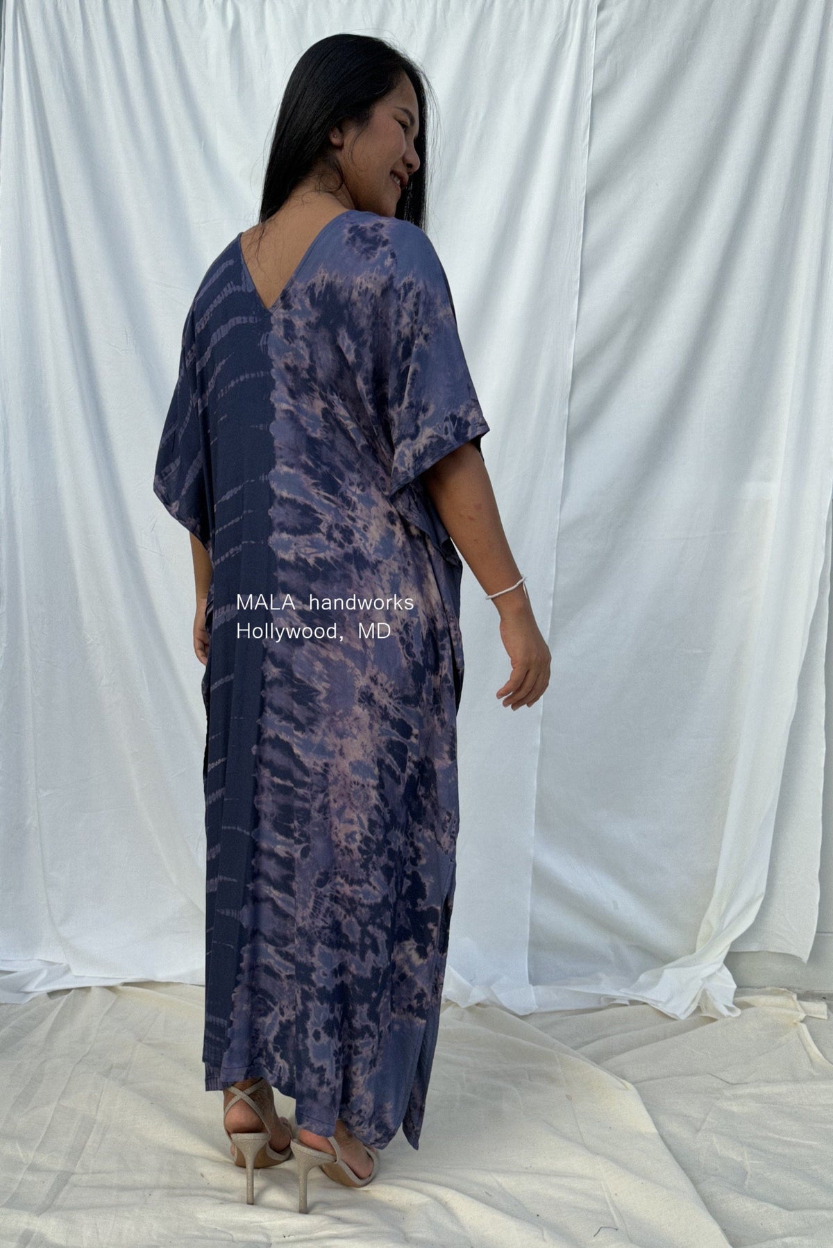 MALA handworks  Nora Kaftan in Dark Blue and Purple Tie Dye