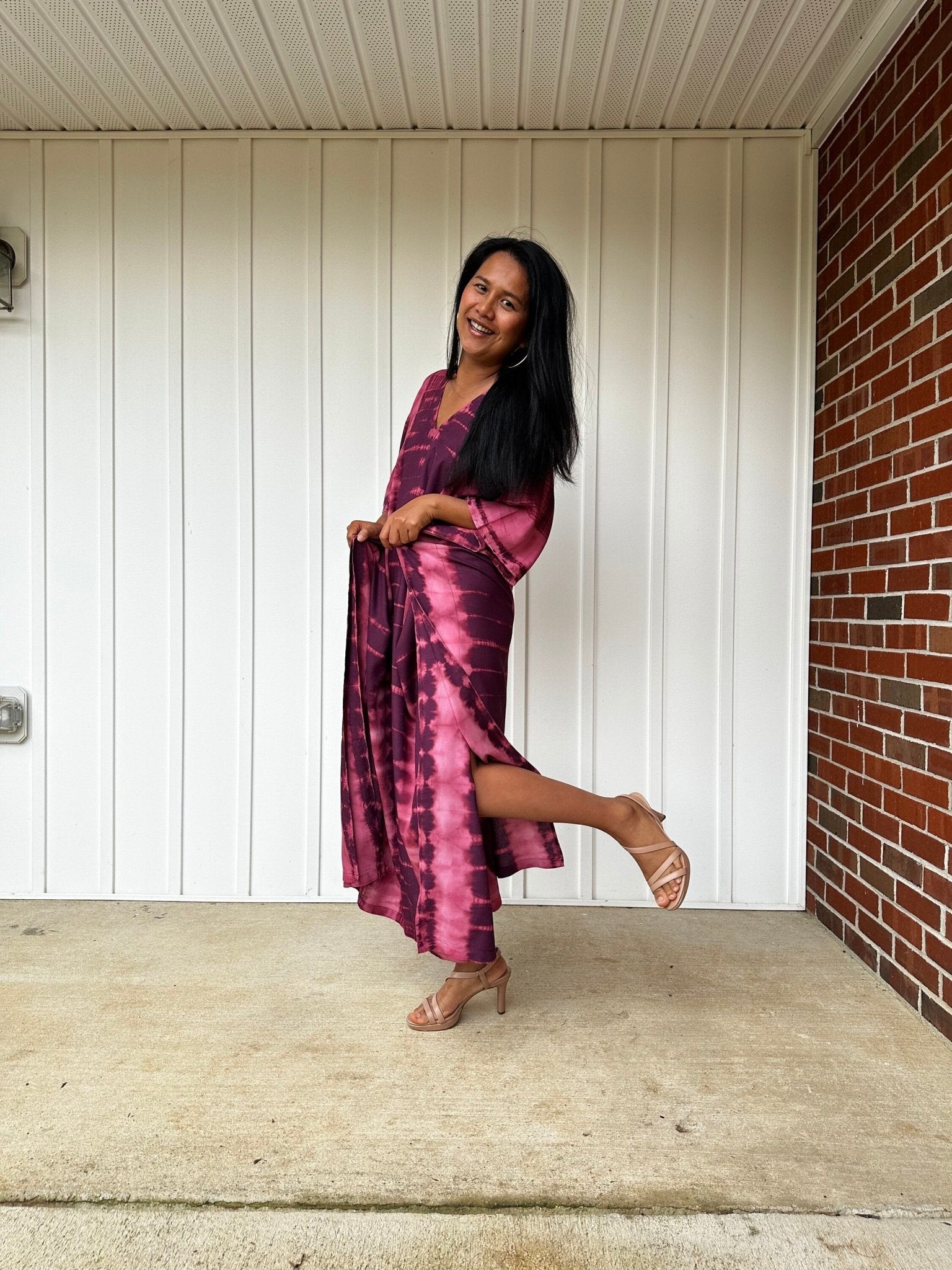 Nora Kaftan in Eggplant and Pink Tie Dye - Mala Handworks