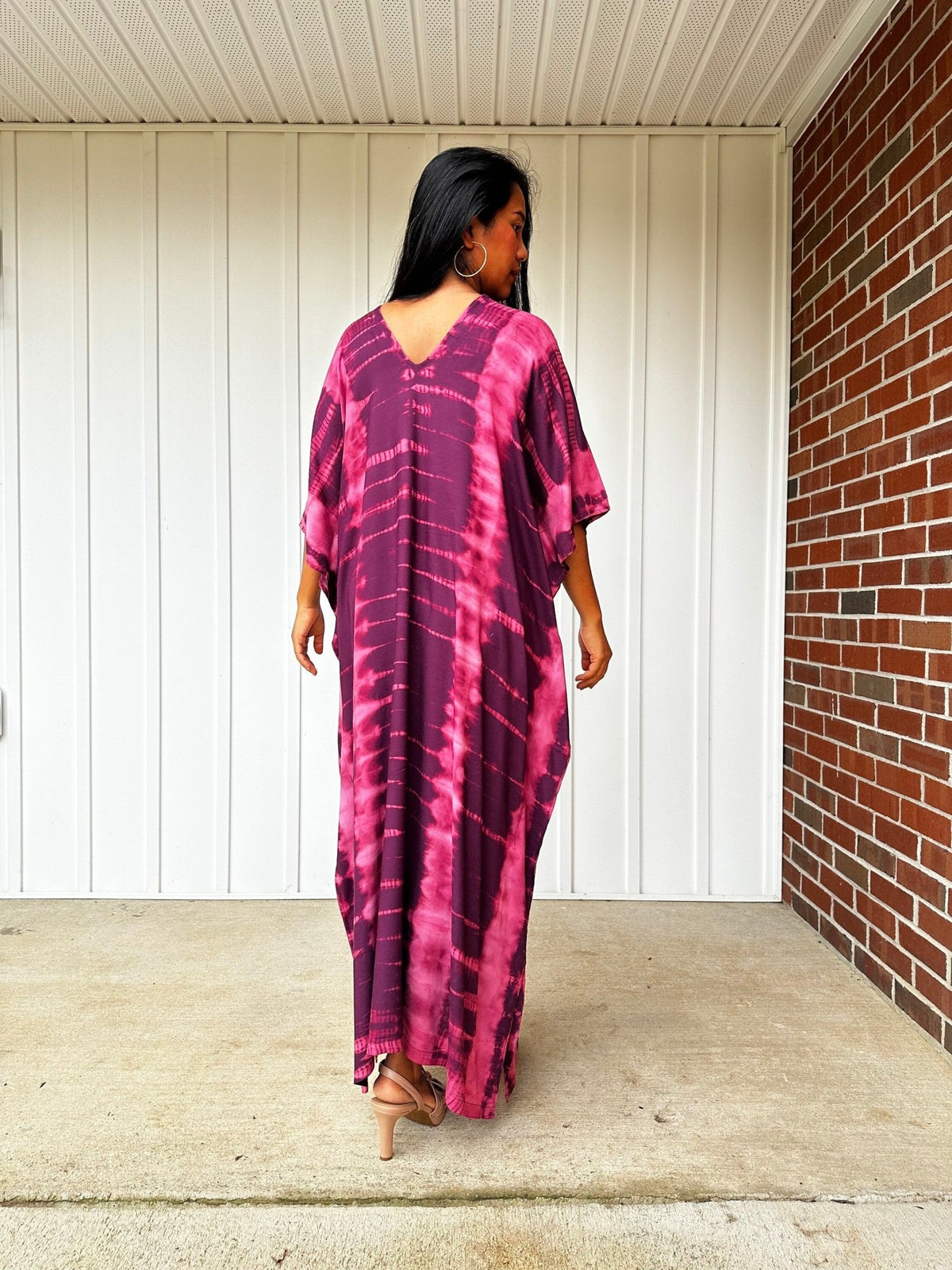 Nora Kaftan in Eggplant and Pink Tie Dye - Mala Handworks