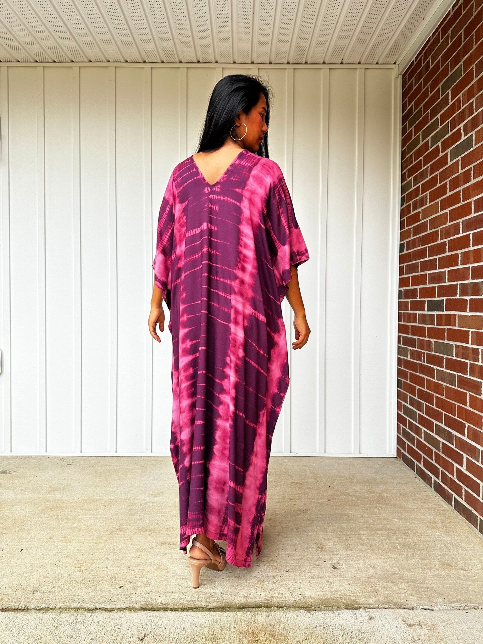 Nora Kaftan in Eggplant and Pink Tie Dye - Mala Handworks