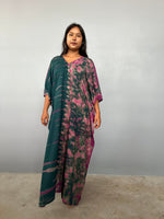 Nora Kaftan in Forest & Pink Tie Dye - Gemini Pattern-N-61-Mala Handworks