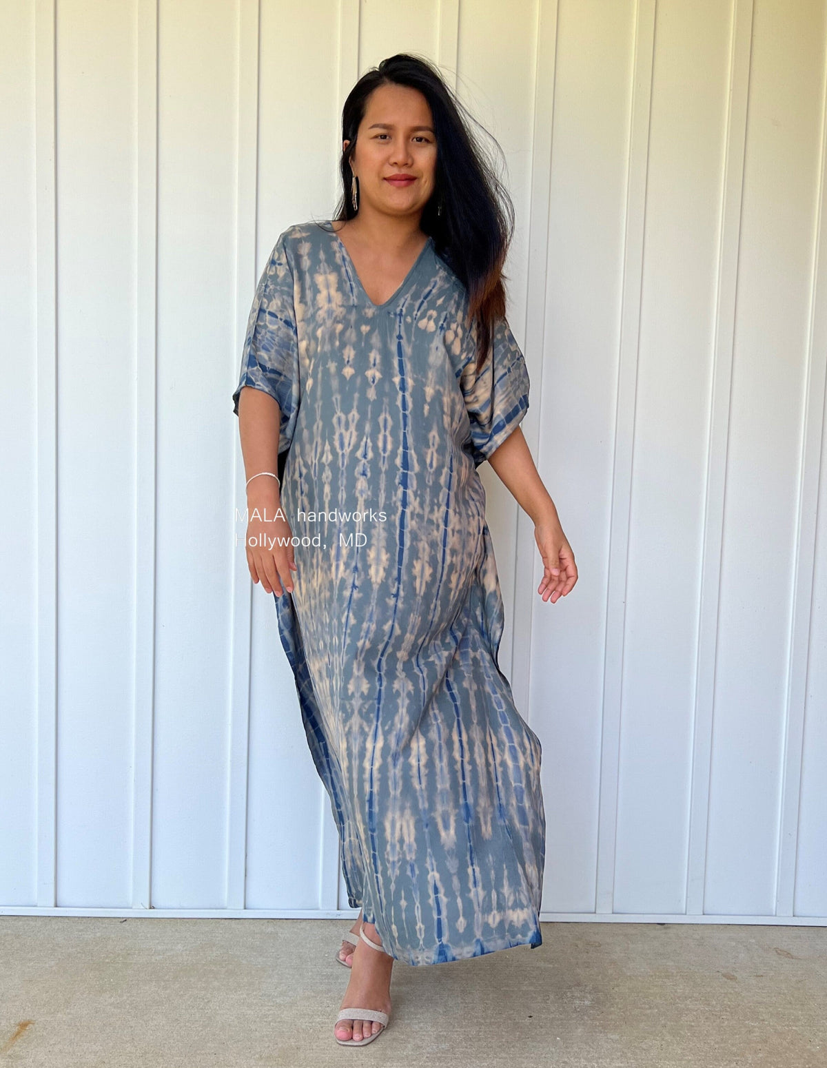 MALA handworks  Nora Kaftan in Gray and Blue Tie Dye