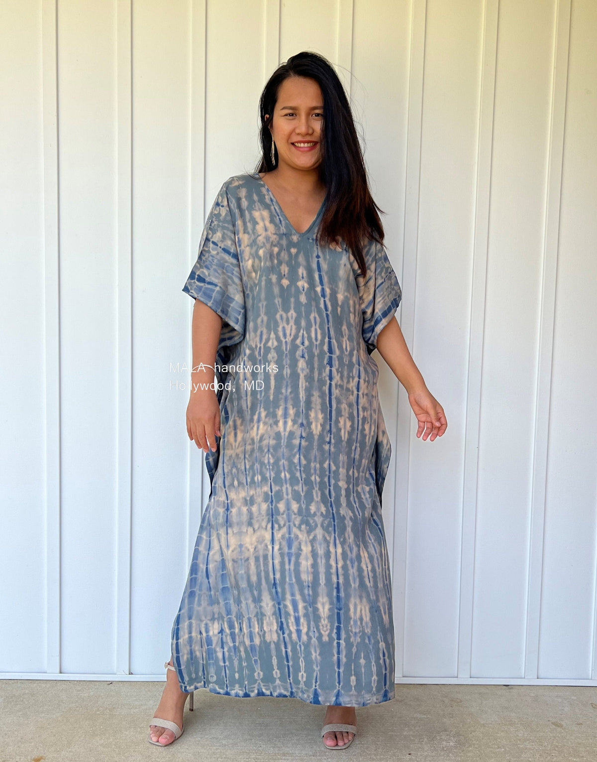 MALA handworks  Nora Kaftan in Gray and Blue Tie Dye