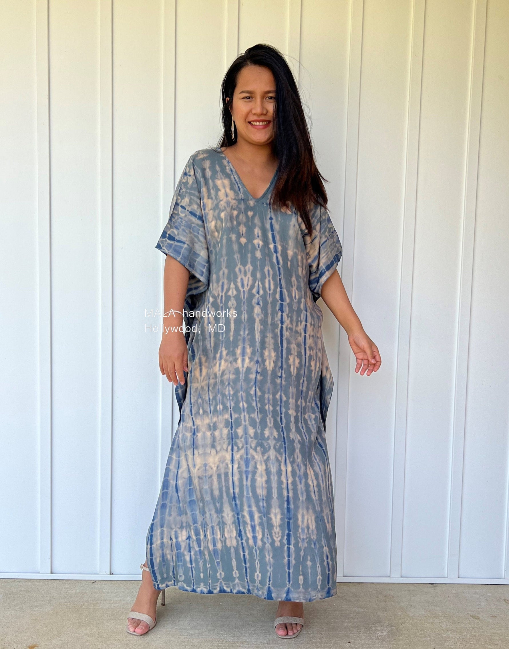 MALA handworks  Nora Kaftan in Gray and Blue Tie Dye