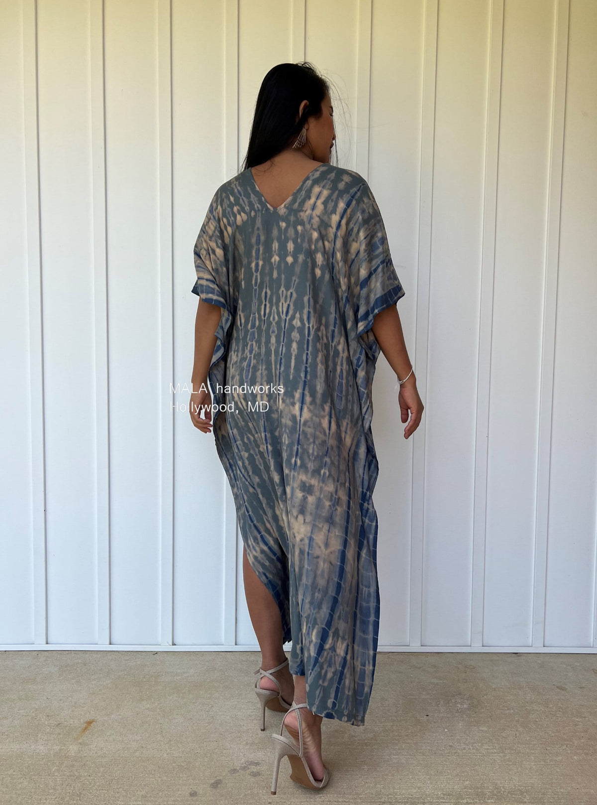 MALA handworks  Nora Kaftan in Gray and Blue Tie Dye