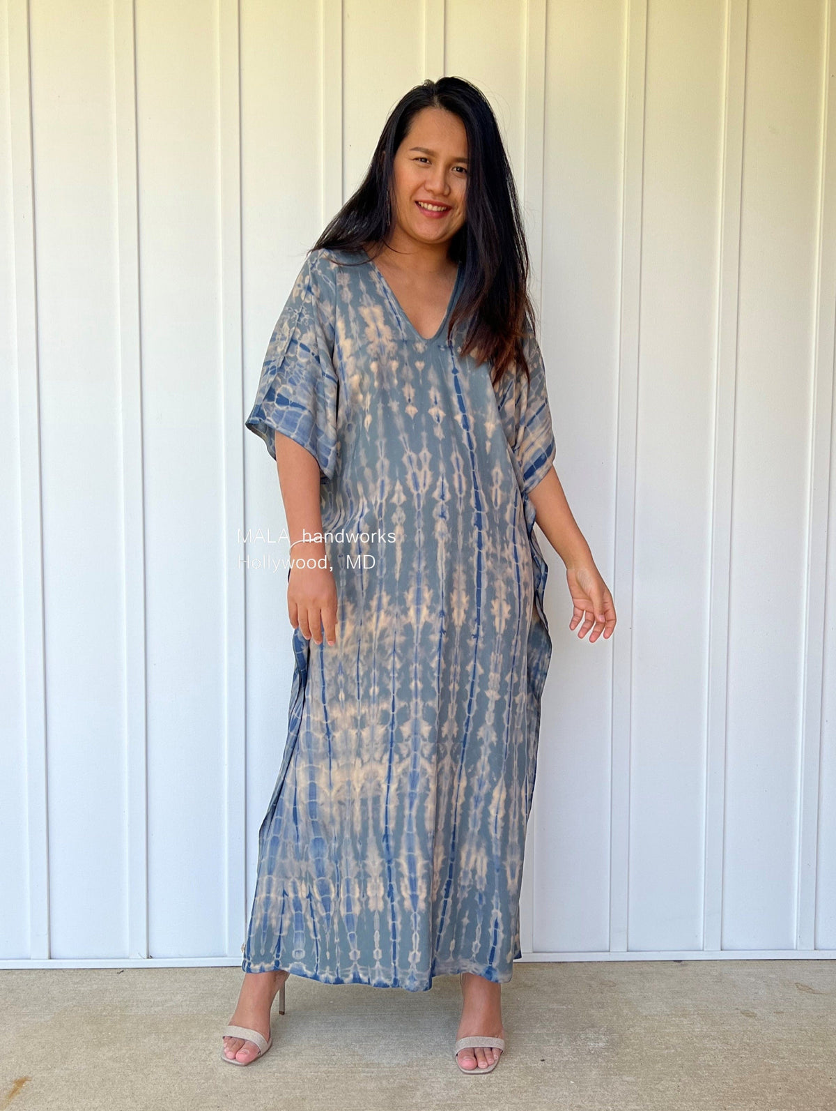 MALA handworks  Nora Kaftan in Gray and Blue Tie Dye
