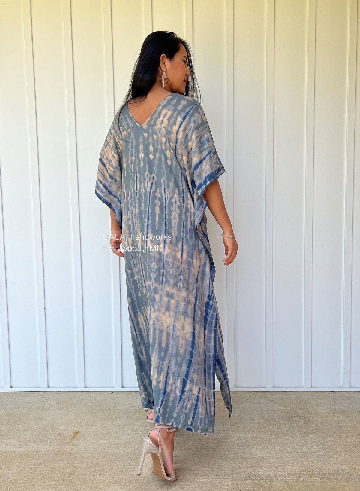MALA handworks  Nora Kaftan in Gray and Blue Tie Dye