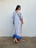 Nora Kaftan in Gray and Blue Tie Dye - Mala Handworks