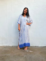 Nora Kaftan in Gray and Blue Tie Dye - Mala Handworks