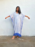 Nora Kaftan in Gray and Blue Tie Dye - Mala Handworks