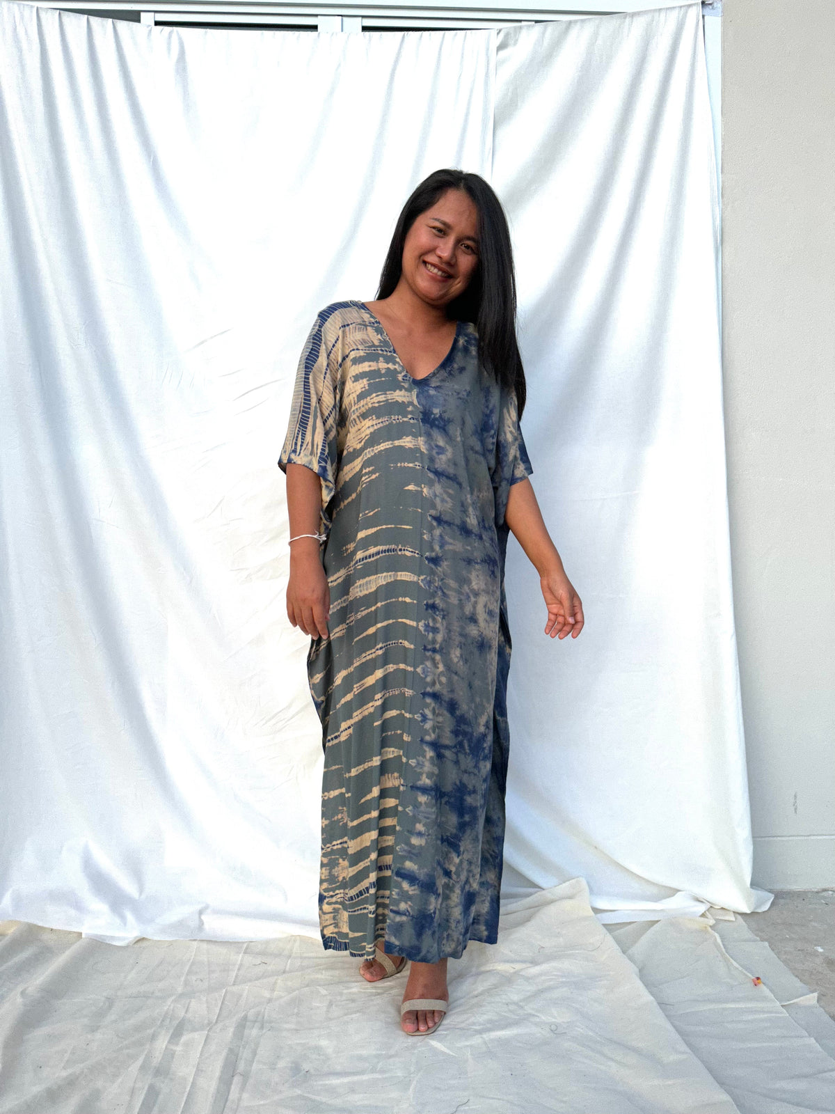 MALA handworks  Nora Kaftan in Gray and Brown Tie Dye