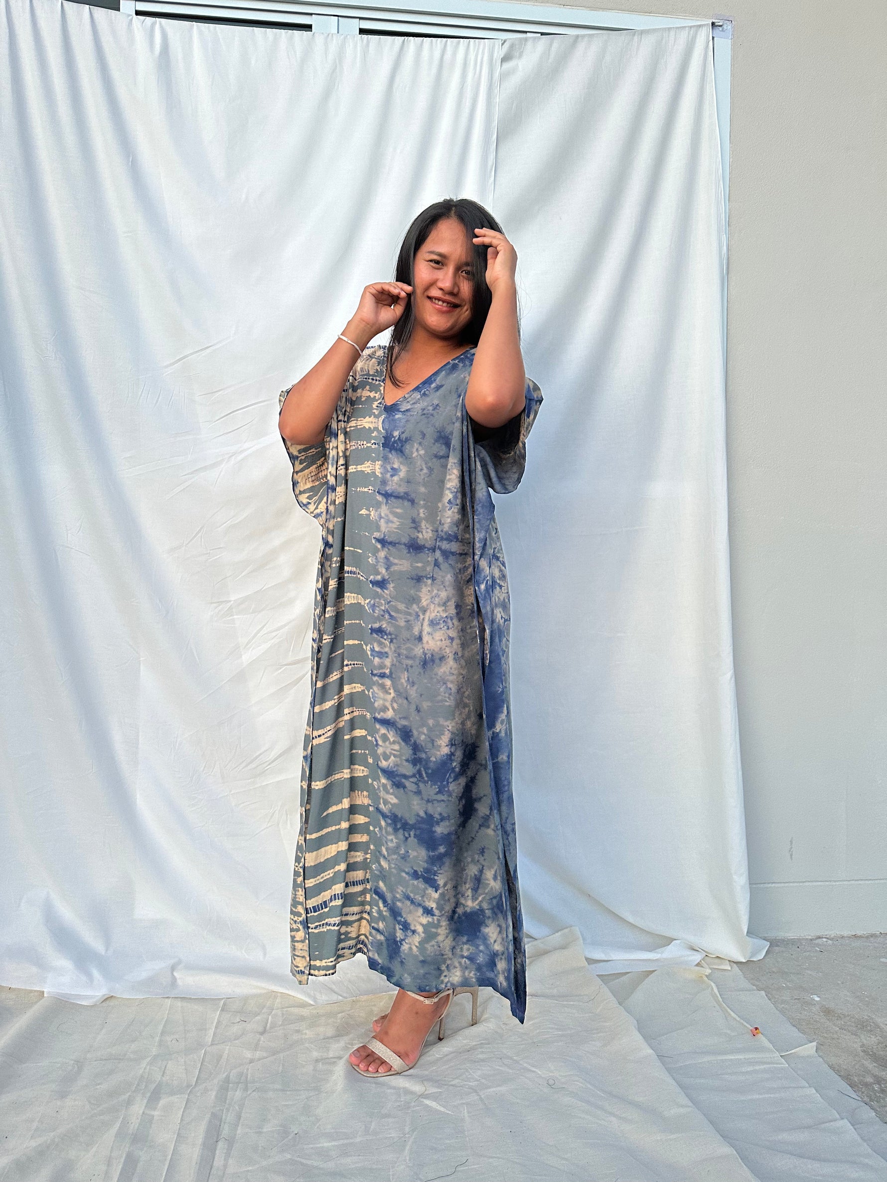 MALA handworks  Nora Kaftan in Gray and Brown Tie Dye