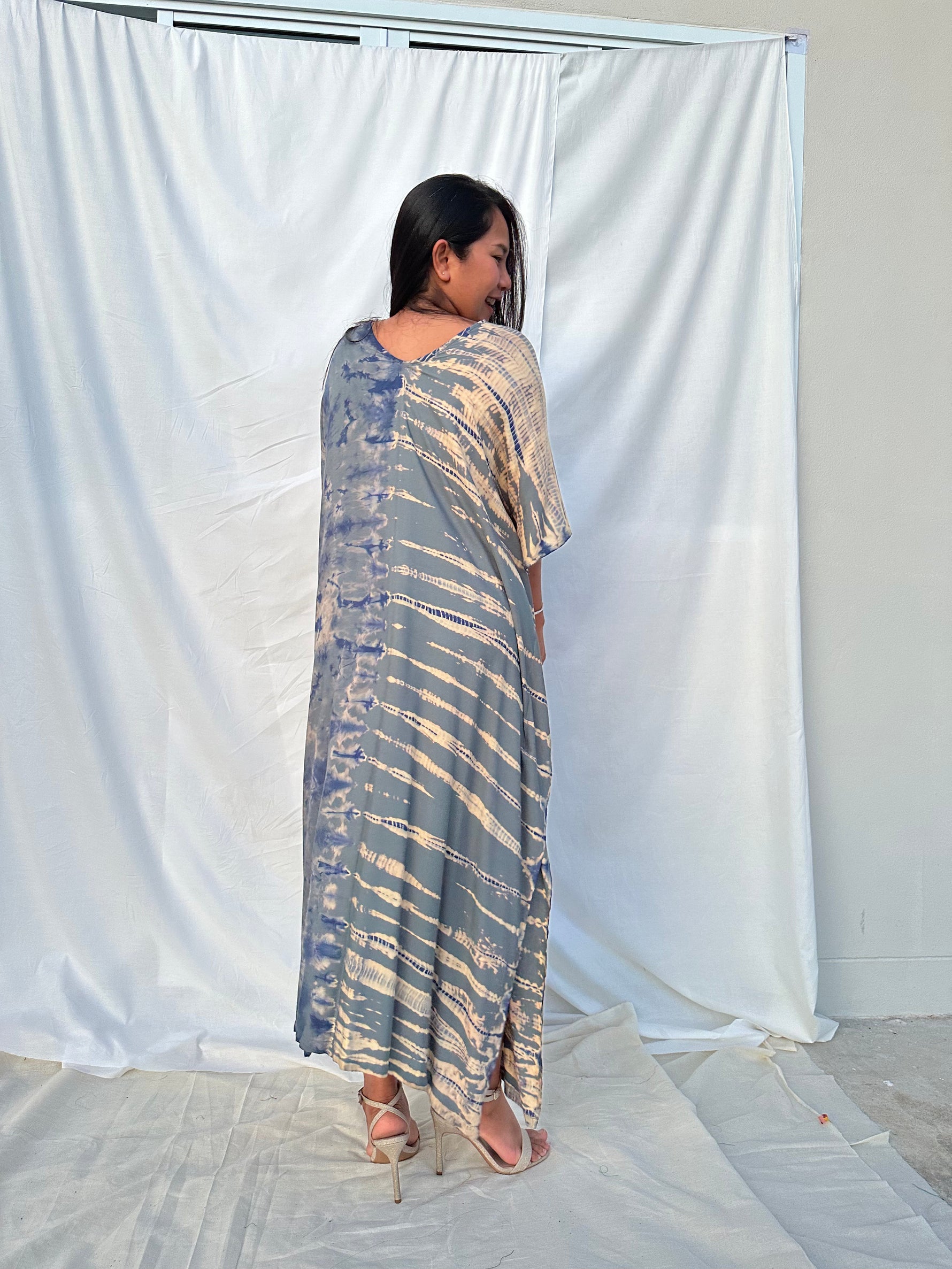 MALA handworks  Nora Kaftan in Gray and Brown Tie Dye