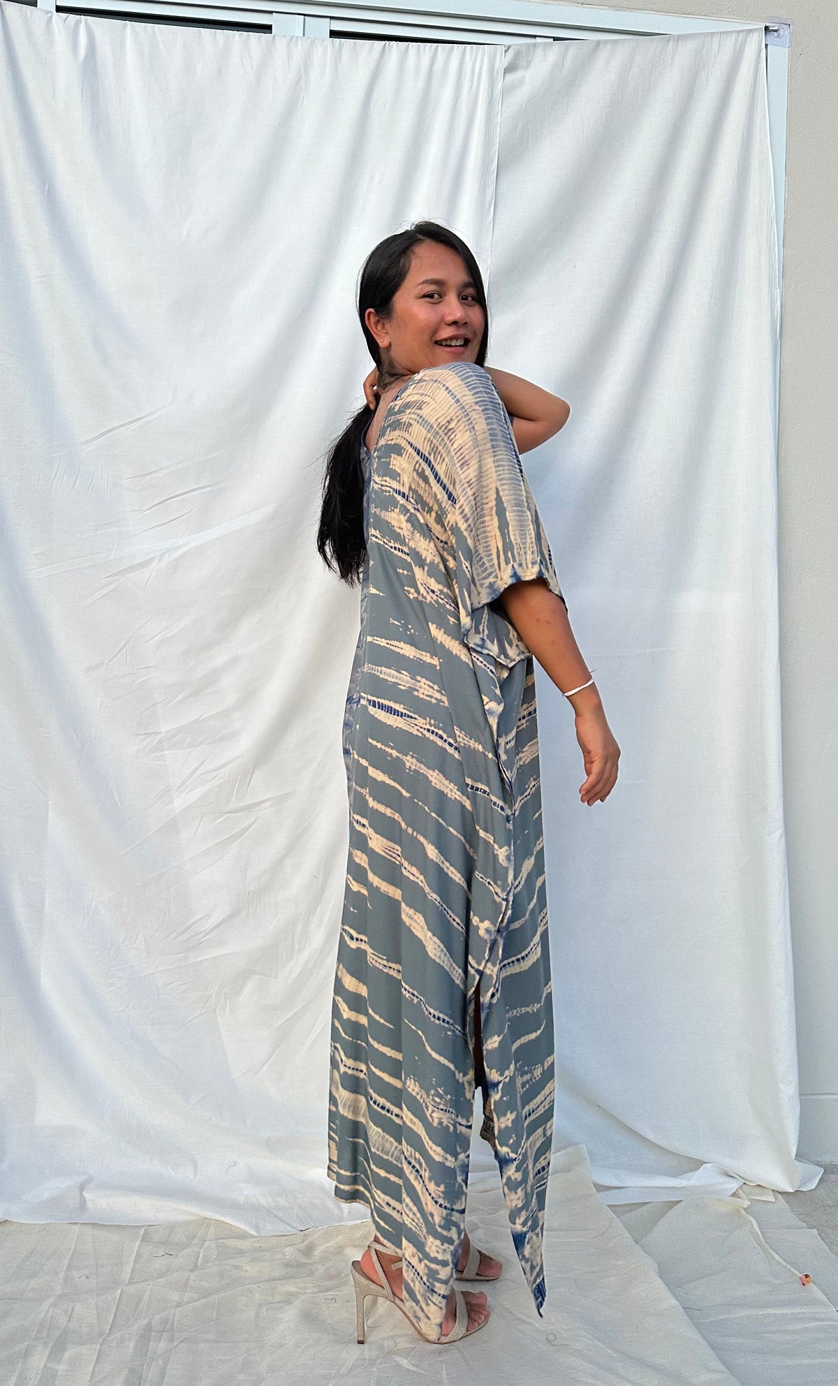 MALA handworks  Nora Kaftan in Gray and Brown Tie Dye