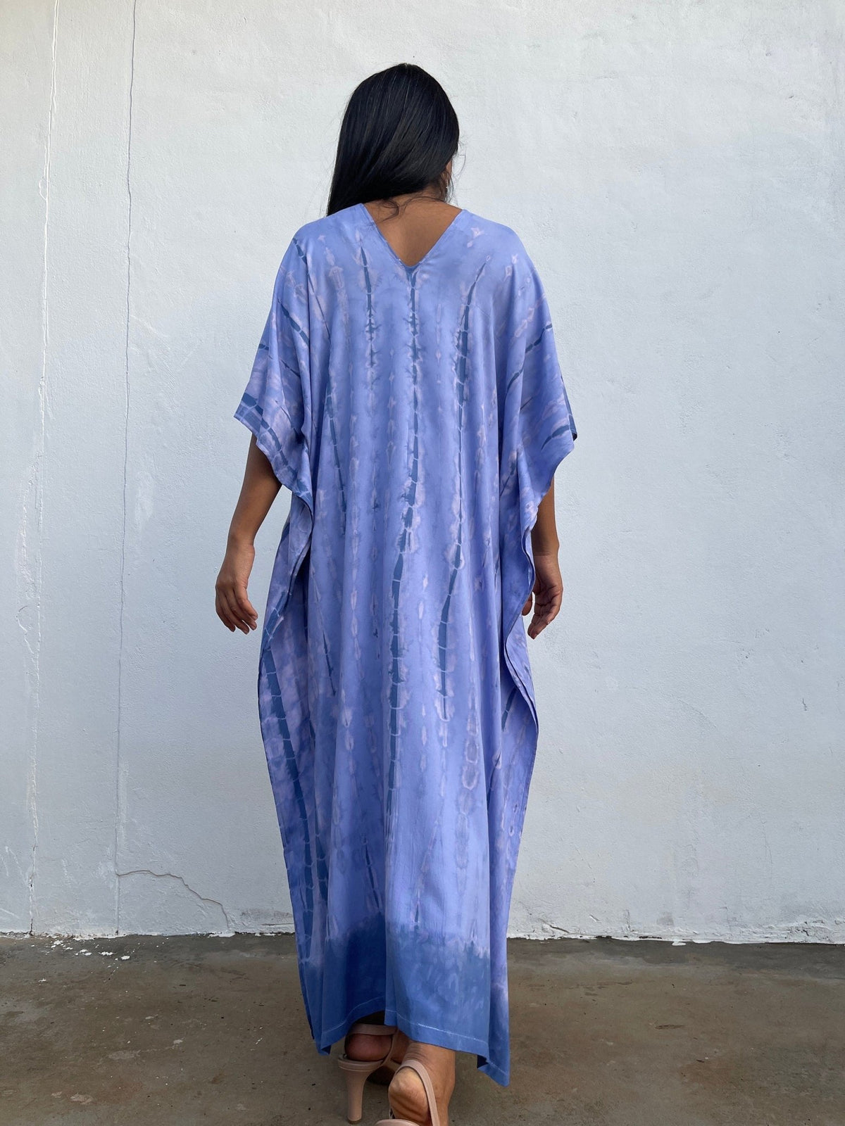Nora Kaftan in Lavender with Blue Tie Dye - Mala Handworks