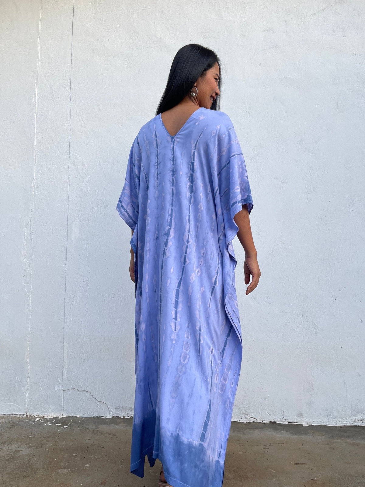 Nora Kaftan in Lavender with Blue Tie Dye - Mala Handworks