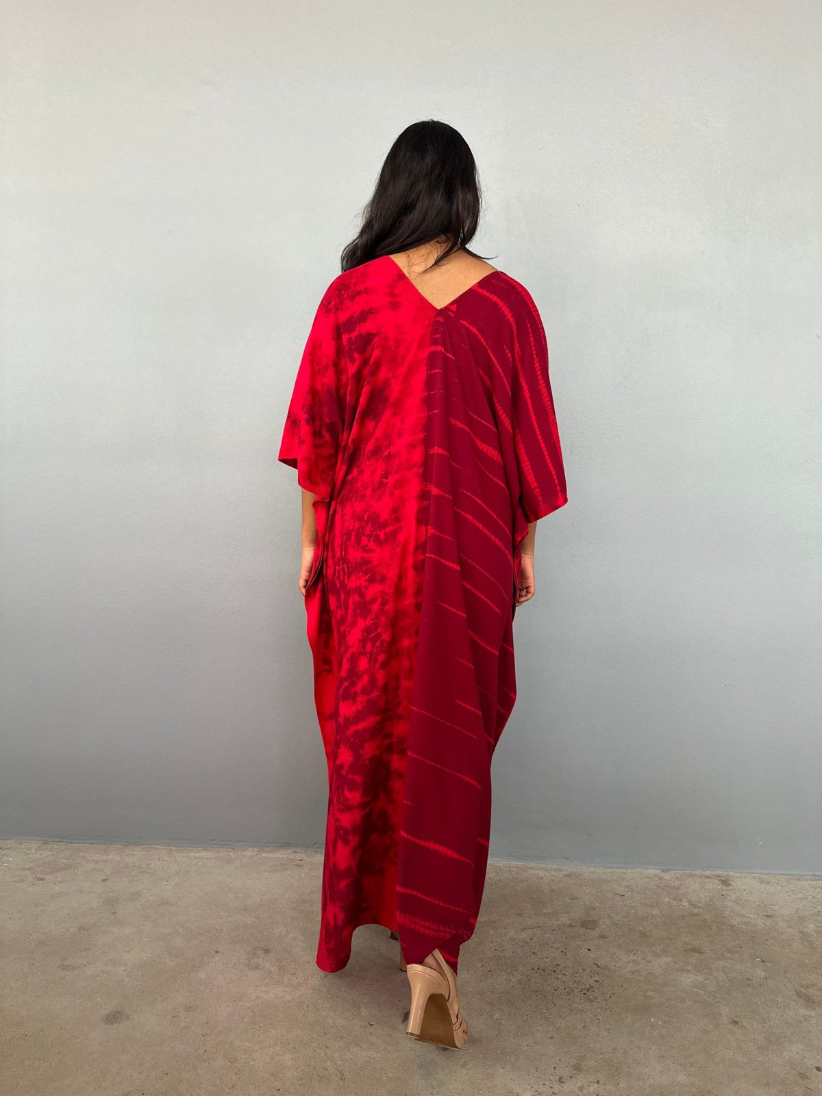 Nora Kaftan in Merlot & Cherry Tie Dye - Gemini Pattern-N-60-Mala Handworks