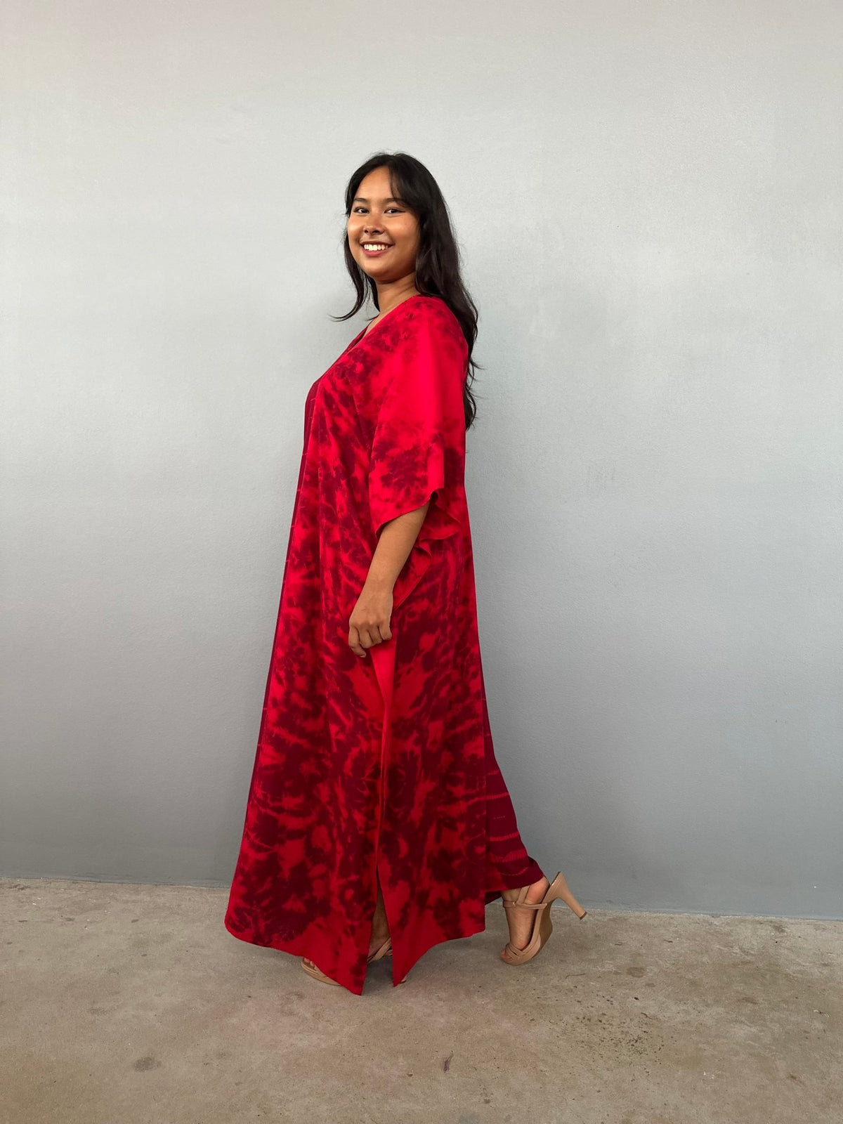 Nora Kaftan in Merlot & Cherry Tie Dye - Gemini Pattern-N-60-Mala Handworks