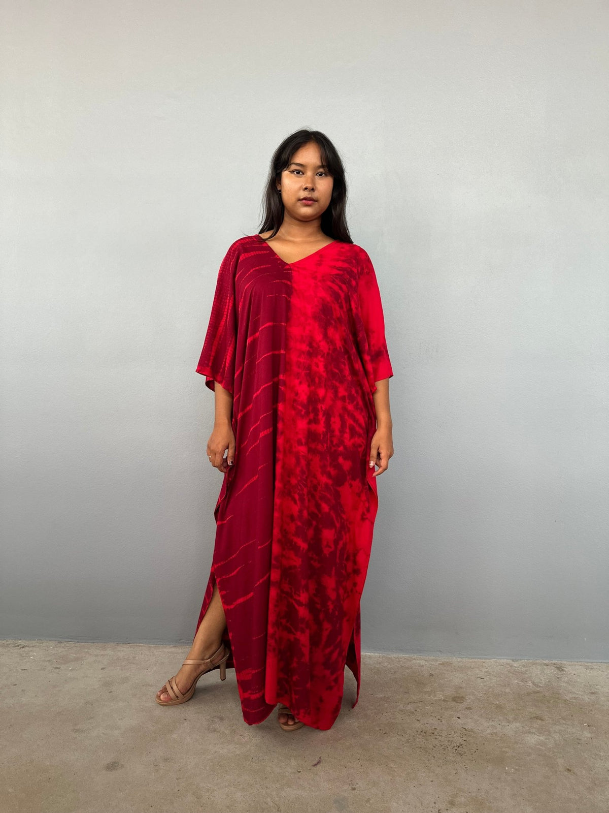 Nora Kaftan in Merlot & Cherry Tie Dye - Gemini Pattern-N-60-Mala Handworks